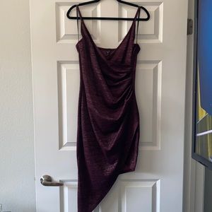 Maroon/Silver Asymmetrical Dress